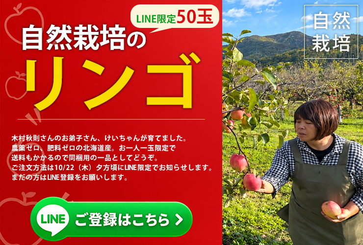 【LINE限定50玉】自然栽培のリンゴ
