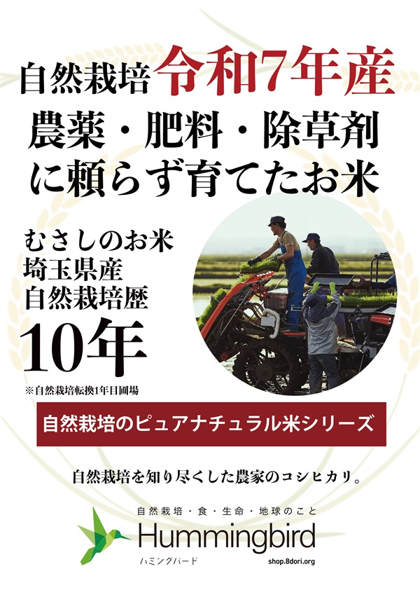 第5弾【入荷済み】最高のコストパフォーマンス！スタッフ一押し！令和7年埼玉産 コシヒカリ20kg【玄米】一年保存脱気フレッシュ（5kg×4袋）むさしのお米-自然栽培歴10年（転換1年目圃場）送料無料
