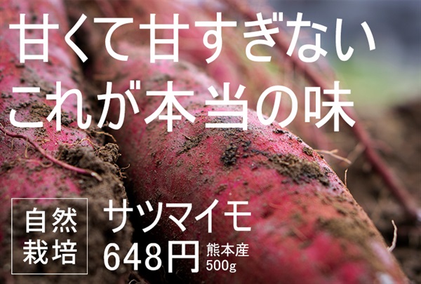 農薬0ゼロ！肥料0ゼロ！自然栽培サツマイモ【500g】甘くて甘すぎず！飽きのこない味！熊本県産または埼玉県産　常温発送可