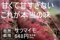 農薬0ゼロ！肥料0ゼロ！自然栽培サツマイモ【500g】甘くて甘すぎず！飽きのこない味！熊本県産または埼玉県産　常温発送可