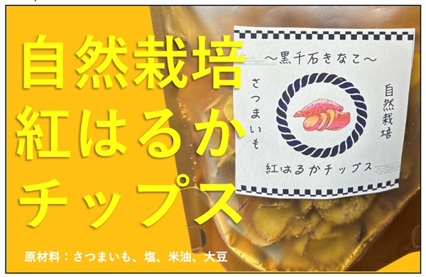 自然栽培のさつまいも「紅はるかチップス（黒千石きなこ）」【50g】(賞味期限2026.01.31)
